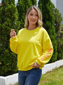 Sudadera de Moda para Mujer, Casual, con Hombros Caídos, Cuello Redondo, Transpirable, de Algodón, con Mangas Bordadas - Product Image 6