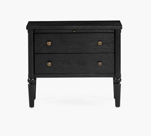 Modern Black Wood Nightstand <b>with</b> 2 <b>Drawers</b> Traditional Bedroom Furniture Storage Side <b>Table</b> - Product Image 1
