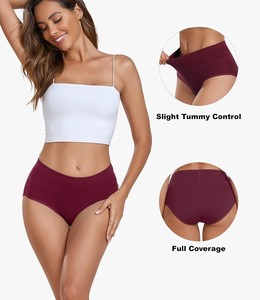 Culotte taille haute en tricot extensible (Spandex/Coton) à motif floral avec nœud décoratif, confortable, pour femme adulte, écologique - Product Image 2