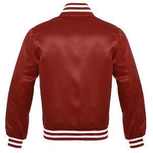 Mens Classic Satin <b>Varsity</b> Bomber <b>Jacket</b> <b>Purple</b> Maroon Collection Striped Ribbed Trim Snap Button Sporty Letterman Baseball Coat - Product Image 6