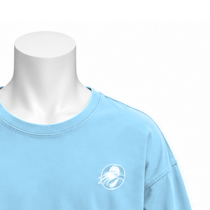 Camiseta de Manga Larga Oversize de Algodón Azul Cielo con Efecto Lavado Vintage, Hombros Caídos, Estilo Casual Urbano, Top Holgado - Product Image 6