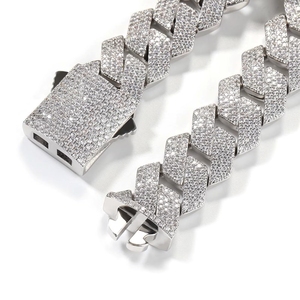 12mm Cuban Link <b>Chain</b> 925 Silver Heavy Borderless <b>Iced</b> <b>Out</b> Miami VVS Hip Hop Moissanite Cuban <b>Chain</b> - Product Image 3
