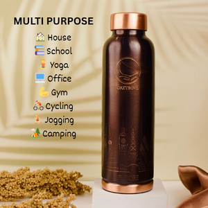 Eco-Friendly Pure Copper Water Bottle Antique Polish Finish | Europe Style Ayurvedic Drinking Bottle | <b>Large</b> Capacity Portable - Product Image 3