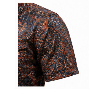Chemise pour homme élégante à imprimé abstrait, en tissu de qualité supérieure, à manches courtes et au style décontracté moderne - Product Image 4