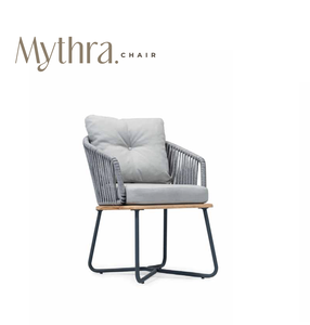 Fauteuil de jardin avec assise rembourrée, structure en acier inoxydable, base en teck - Mobilier de jardin et de terrasse - Product Image 1