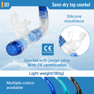 Aropec Snorkel professionnel en silicone avec valve de purge et embout semi-séché, équipement de plongée certifié CE - OEM/ODM/OBM - Product Image 4