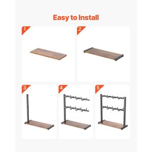 Porta Tazze da Caffè a 16 Ganci per Piano di Lavoro, Espositore a 2 Livelli in Acciaio al Carbonio e Legno, Base per Organizzazione Cucina - Product Image 6