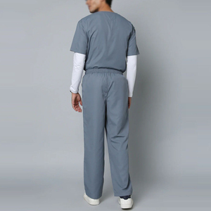 Tenue médicale homme durable extensible dans les quatre sens - Blouse anti-plis à col en V et pantalon droit - Vêtements de santé respirants - Product Image 4