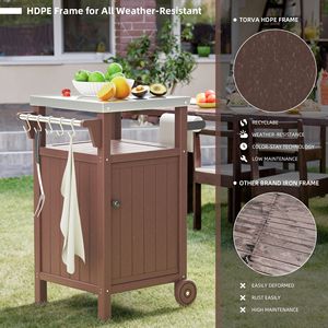 Tavolo da Griglia per Esterni in Acciaio Inossidabile con Isola Cucina e Armadietto Portaoggetti per Barbecue all'Aperto - Product Image 5