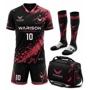 Sublimation Printing Unisex Football Uniform Kit 100% Polyester Soccer Jersey Short Sock And Sports Bag Set - Product Image 3