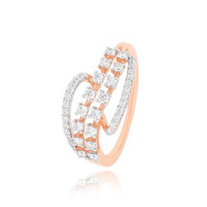 Anillo Abierto Asimétrico de Oro Rosa de 14K con Diamante Cultivado en Laboratorio - Product Image 1