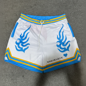 Pantalones Cortos de Baloncesto de Malla 100% Transpirables de Poliéster/Algodón, con Sublimación Sólida, Cintura Elástica Cómoda, Secado Rápido y Ecológicos - Product Image 4