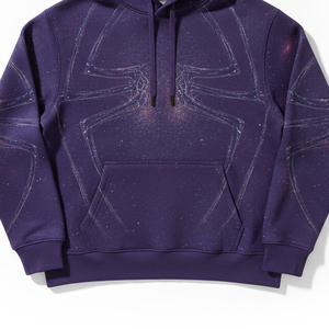 Sweat à capuche tendance unisexe en molleton avec imprimé toile d'araignée en mousse bleu, rose et noir – Vente en gros streetwear - Product Image 5