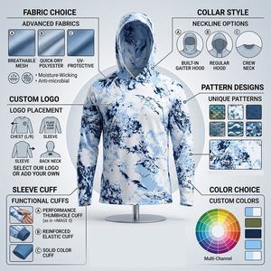 Chemises de pêche à manches longues, protection solaire UPF 50, protection UV, séchage rapide, imperméables, en spandex/polyester, impression par transfert thermique, unisexe - Product Image 6