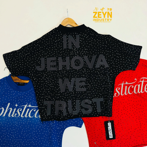 T-shirt ample en maille à 2 panneaux, style streetwear, écoresponsable, avec strass étoiles filantes sur toute la surface - Product Image 3