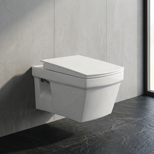WC suspendu rond moderne en céramique, motif marbre, sanitaires de salle de bain haut de gamme - Product Image 3