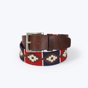 Ceinture en cuir polo multicolores de qualité supérieure, conçue sur mesure, fabriquée à la main à partir de cuir véritable, ceintures polo brodées - Product Image 6