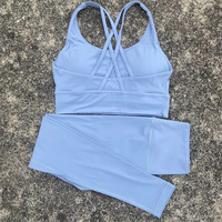 Ensemble de sport et yoga pour femme, short taille haute élastique sans bretelles, brassière de sport à séchage rapide, couleur unie, en nylon et élasthanne