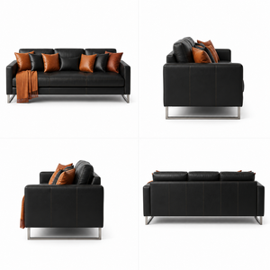 Contemporary Genuine Leather <b>Sofa</b> 3 Seater Comfortable Couch with Elegant Design for Modern Home Interiors Leather Couch - Product Image 3