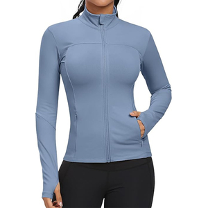 Women Premium 3-Piece Gym <b>Workout</b> Set Breathable Elastic Waist Printed Leggings Sports Bra <b>Long</b> <b>Sleeve</b> Yoga Jacket Front - Product Image 6