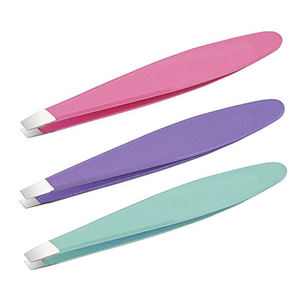 Pinzas de Cejas Profesionales Ecológicas de Acero Inoxidable Curvado de Alta Calidad con Punta Inclinada y Colores Personalizados - Product Image 4