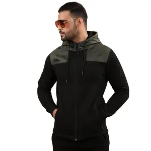 Wholesale Custom New Fashion Men Zipper Hoodies sports hoodie black