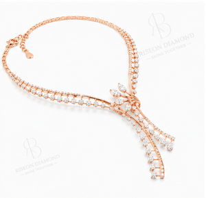Elegant floral <b>necklace</b> in 18K rose gold with sparkling lab grown diamonds graceful modern couture bridal fashion des - Product Image 4