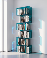 Étagère à livres moderne en acrylique, étagère d'angle à 1 niveau, étagère de rangement transparente du sol au plafond, personnalisable