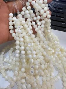 Perles d'eau douce blanches, forme ronde, naturelles, en vrac, qualité A, certifiées, emballage en vrac pour la fabrication de bijoux, collier, vente en gros - Product Image 1