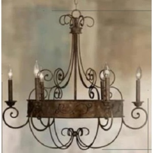 Lustre en fer tendance avec six bras et lumières de bougies pour la décoration de la maison - Product Image 3