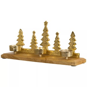 Golden Handmade Eco-Friendly Durable <b>Christmas</b> <b>Tree</b> <b>Candle</b> Stand with 5 Tealight Holders Aluminum Base Home Decoration - Product Image 3