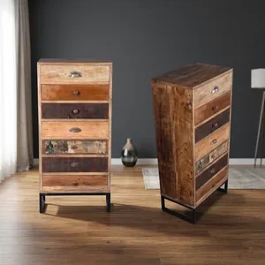Cómoda de Madera de Mango con 7 Cajones, Estilo Rústico, Hecha a Mano, Mueble Antiguo para Sala de Estar - Product Image 6