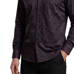 Dark Purple Geometric Printed <b>Mens</b> Long Sleeve <b>Shirt</b> Button Down Casual Slim Fit Fashion <b>Shirt</b> for <b>Party</b> Evening Wear - Product Image 5