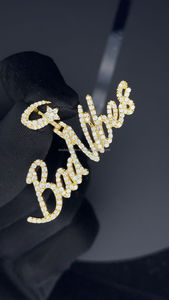 สร้อยคอประดับจี้ชื่อตัวอักษรส่วนบุคคลประดับเพชร VVS D สร้อยคอ925ชุบทอง18K สำหรับผู้หญิง - Product Image 2