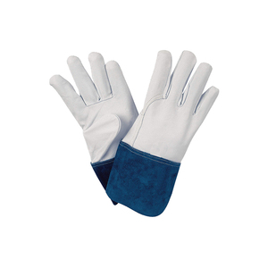Gants de soudage TIG MIG en cuir de chèvre blanc et cuir croûte jaune, résistants à la chaleur, avec doublure ignifuge pour hommes, vente en gros - Product Image 1