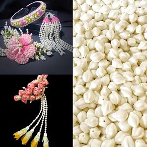Capullos de jazmín artificiales plisados de plástico para guirnaldas tailandesas, suministro para manualidades florales - Product Image 2