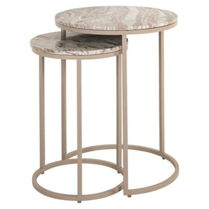 Juego de Mesas de Centro Modernas y Ecológicas con Tapa de Mármol y Estructura Metálica de Fácil Montaje, Muebles Contemporáneos para Sala de Estar - Product Image 1