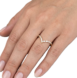 New Arrivals Fine Wholesale Stacking <b>Ring</b> Minimalist Curved <b>Ring</b> Luxury New Design 10K 14K Solid Gold Round Baguette Lab Diamond - Product Image 6
