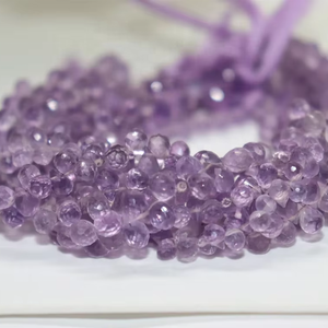 AAA Brazilian Amethyst Faceted Beads Drops Shape 5*7 mm 8 Inches Side Cut Natural <b>Stone</b> For Jewelry Making At Wholesale Price - Product Image 5