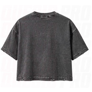 Camiseta Urbana de Moda Personalizada con Estampado en Relieve, Camiseta Vintage con Gráficos, Camiseta Corta Desgastada, Camiseta Holgada Informal de Estilo Urbano Hip Hop - Product Image 4