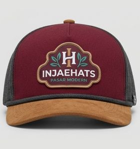 Gorra Trucker Injaehats de 6 Paneles, Color Granate Gris, Ajustable, Unisex, Casual, con Logotipo Bordado en el Panel Frontal, Lona, Poliéster y Algodón - Product Image 1