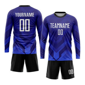 ชุดฟุตบอลสีน้ำเงิน ขาว ดำ แบบซับลิเมชั่น ปรับแต่งได้เต็มรูปแบบ เสื้อฟุตบอลพรีเมียม ระบายอากาศได้ดี สำหรับนักกีฬา - Product Image 3