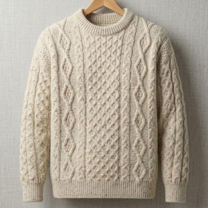 Pull en coton doux tricoté, mode hiver, confortable, respirant, logo frontal, léger et chaud - Product Image 1
