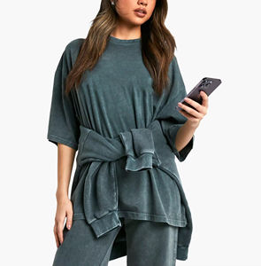 T-shirt ample et respirant en coton 100 % pour femme, style streetwear, coupe décontractée, épaules tombantes, pour filles - Product Image 3