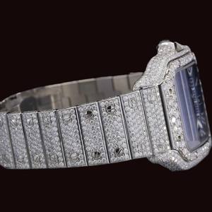 Reloj Hip Hop con Esfera Azul, Caja Cuadrada, Moissanita, Oro Blanco, Diamantes, Fecha Automática y Movimiento de Cuarzo - Product Image 2