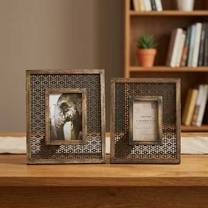Handcrafted Wooden Geometric Pattern Photo <b>Frame</b> Rectangular Tabletop Decorative Picture <b>Frame</b> Rustic Home Office Display Gift - Product Image 6