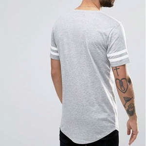 Camiseta de Manga Corta Gris para Hombre, Cuello Redondo, Corte Regular, Ribete en Contraste, Color Sólido, Informal, Tejido de Punto Jersey, Algodón - Product Image 1