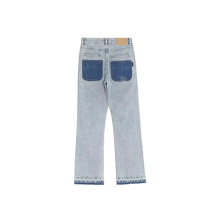Jean en denim patchwork taille haute pour homme, coupe ample, avec applique étoile, en coton délavé, style décontracté, mode printemps, pantalon streetwear - Product Image 3