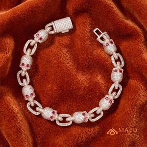 สร้อยข้อมือแบบหัวกะโหลกสีโรสโกลด์14K สร้อยข้อมือสุดหรูสำหรับผู้หญิงสร้อยข้อมือแบบโซ่คุณภาพดี - Product Image 4