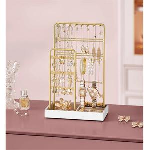 Functional Jewelry Organizer Stand With Dual Bar Design Necklace <b>Bracelet</b> Holder Multi Hook Layout Stylish Vanity Display - Product Image 5